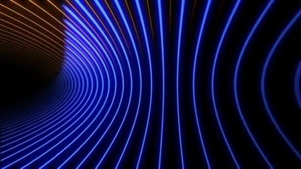 Glowing Blue Gold Twisting Neon Circle Light Beams Motion Background — Stock Video