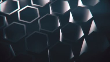 Koyu mavi döner sanat deco izometrik altıgenler. Döngüleme, tam hd hareket arkaplanı.