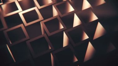 Dönen altın rengi kahverengi deco-izometrik küpler. Döngüleme, tam hd hareket arkaplanı.