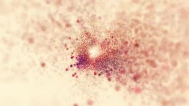 Kusursuz bir şekilde soyut bilim arkaplanı döngüsü: sıcak çok renkli ışık parçacıklarından oluşan bir tünelde uçmak.