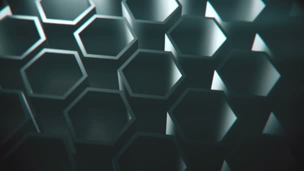 Dark Blue Rotating Isometric Hexagons Loopable Full Motion Background — Stock Video