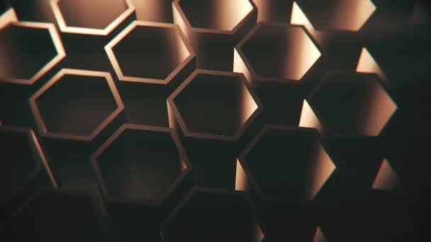 Hnědé Rotující Izometrické Šestiúhelníky Loopable Full Motion Background — Stock video