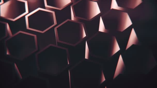 Tmavě Fialové Rotující Izometrické Šestiúhelníky Looping Full Motion Background — Stock video