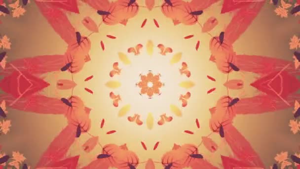 Beautiful Autumn Colored Leaves Kaleidoscopic Motion Background Loopable Full — Stock Video