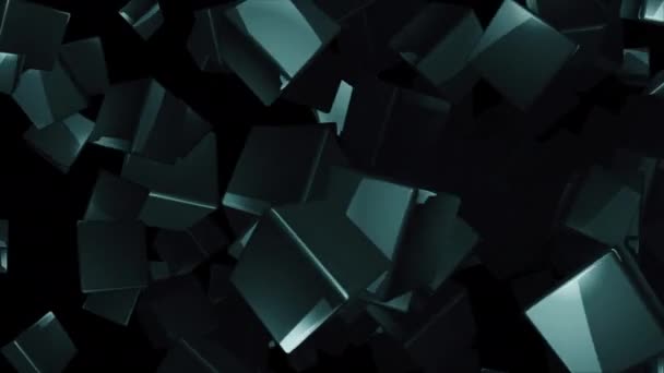 Abstraktní Technologie Pozadí Animace Tmavé Lesklé Kostky Rotující Bezešvé Smyčce — Stock video