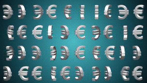 Business Finance Motion Background Animation Rotating Silver Euro Currency Sign — Stock Video