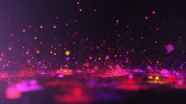 Çok renkli parlayan küre parçacıkları yere çarptıklarında sekip patlıyorlar. Döngüleme, tam hd hareket arkaplanı.