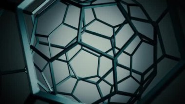 Dönen koyu metalik beşgen ve altıgen şekilleri. Döngüleme, tam HD teknoloji hareket arkaplanı.
