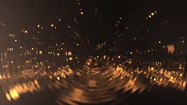 거품이 효과를 황금색 입자들을 올리는 전면적 애니메이션 — 비디오
