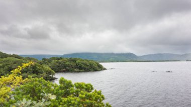 Muckross Gölü, diğer bir deyişle Torc Gri sisli bir günde Killarney Ulusal Parkı, Kerry County, İrlanda.