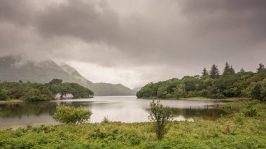 Muckross Gölü, diğer bir deyişle Torc Gri sisli bir günde Killarney Ulusal Parkı, Kerry County, İrlanda.