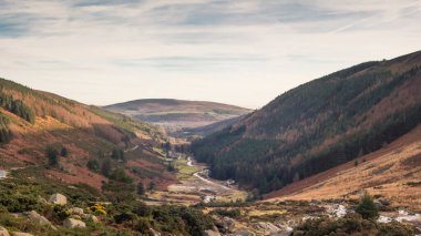 Glendasan Vadisi manzarası, Wicklow Gap, County Wicklow, İrlanda.