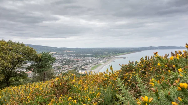 Bray kasabasının manzarası, Wicklow ilçesi, İrlanda 'nın doğu kıyısındaki Bray Head zirvesinden..