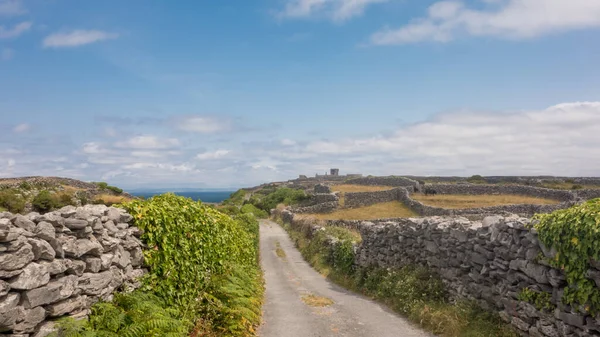 Una Tranquila Carretera Rural Inisheer Inis Oirr Más Pequeña Las Imagen de archivo