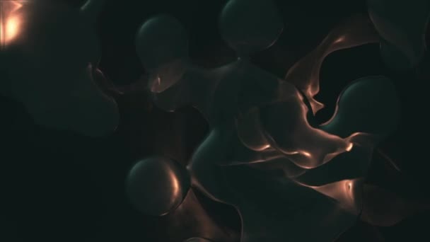 Темна Абстрактна Анімація Руху Фону Протікаючим Золотим Світлом Органічними Плямами — стокове відео
