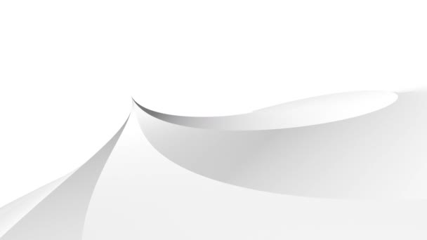 Čisté Bílé Minimalistické Pozadí Animace Jemně Spirálovitým Zakřiveným Geometrickým Tvarem — Stock video