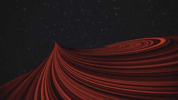 Dönen Kırmızı Bir Gezegen Yıldızlarla Retro Bilim Kurgu Geçmişi Hareket — Stok video