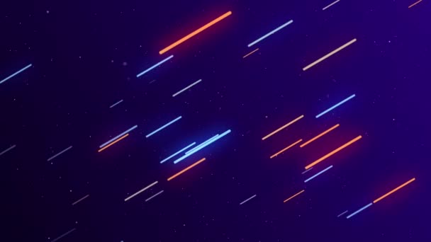 Parlayan Mavi Turuncu Neon Çizgiler Yavaşça Çerçeve Boyunca Hareket Ediyor — Stok video