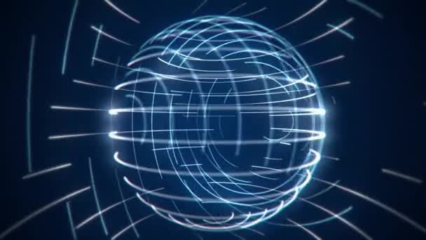 Animação Fundo Com Uma Esfera Brilhante Raios Luz Energia Fluindo — Vídeo de Stock