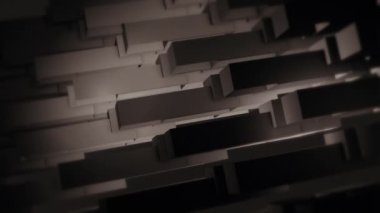 Karanlık soyut retro-retro-geometrik teknolojinin arka plan animasyonu: yavaşça hareket eden geometrik şekillerle desenli efekt. Kusursuz döngü ve tam HD.