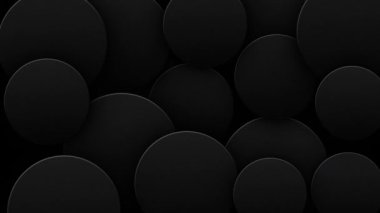 Siyah küreleri nazikçe hareket eden koyu soyut geometrik arkaplan. Bu siyah minimalizm arka planı tam bir HD ve kusursuz bir döngü..
