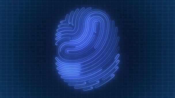 Digitaler Biometrischer Fingerabdruck Looping Hintergrundanimation Full Blue Technologie — Stockvideo