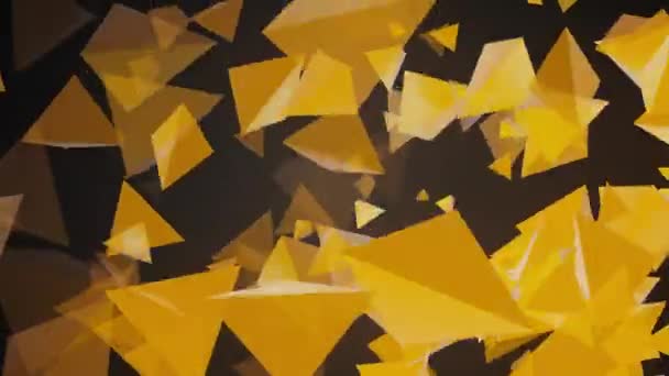 抽象的几何背景动画 阴影黄色三角形多边形旋转穿过框架 这个4K运动背景是一个无缝的循环 — 图库视频影像