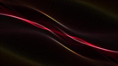 Soyut hareket arkaplanı, güzel bir akışkan kırmızı ve altın dijital fraktal dalga. Bu soyut teknoloji konsepti tam bir HD ve kusursuz bir döngüdür..