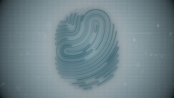 Digital Biometrisk Fingeravtrycksläsare Bakgrund Med Dataöverföring Och Binär Kod Full — Stockvideo