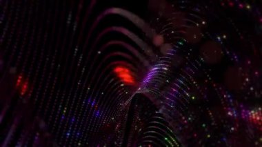 A funky spiral of bright glowing colorful LED disco lights - shiny glittering stage lights. Full HD and looping performance or party background.