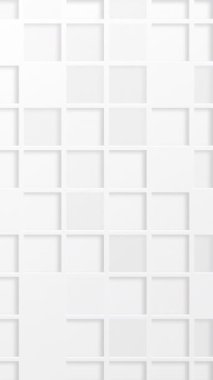 Minimalist beyaz soyut arkaplan. Kare kesme şekillerinden oluşan zarif bir şebeke düzeni var. Bu temiz modern dikey neomorfizm tasarımı tam bir HD ve kusursuz bir döngüdür..