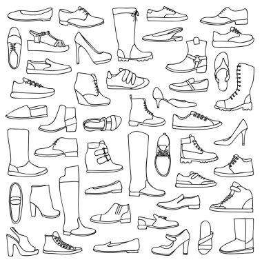 Erkek ve kadın ayakkabı doodle