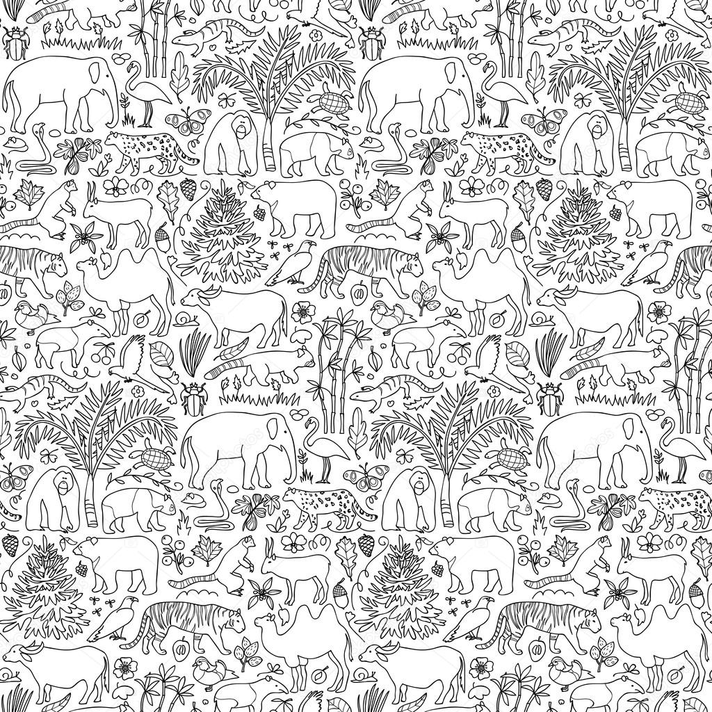 Hand drawn Asia seamless pattern