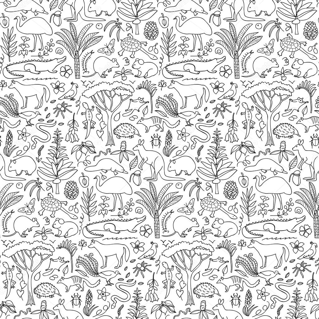 Hand drawn Australia seamless pattern