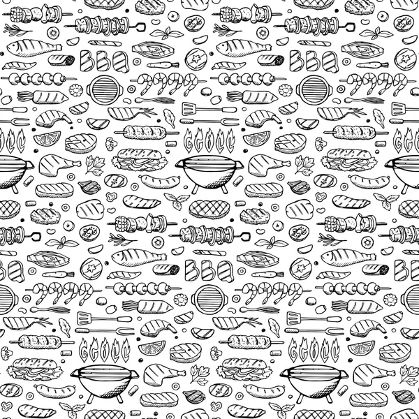 Grill-Grill-Doodle-Set — Stockvektor