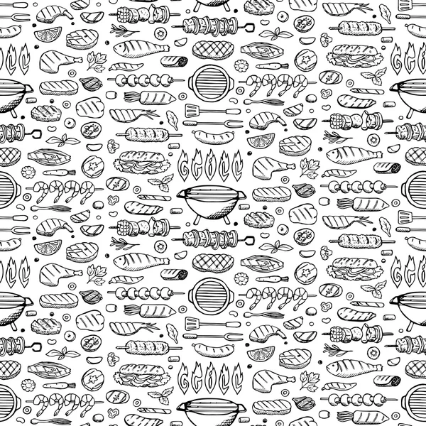 Grill-Grill-Doodle-Set — Stockvektor