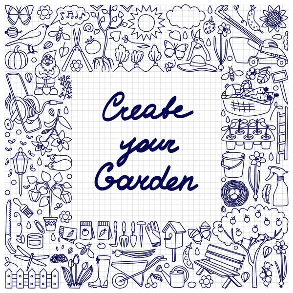 Skapa din trädgård ram — Stock vektor