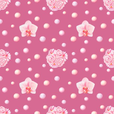 Grup ve orkide suluboya Seamless Modeli