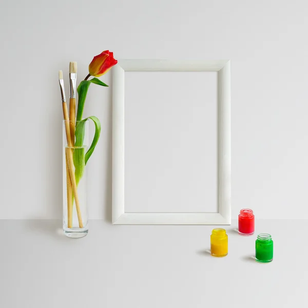 Frame van Mock Up met Tulip — Stockfoto