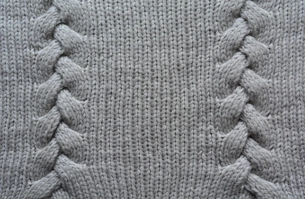 Handmade grey knitting wool texture background — Stock Photo, Image