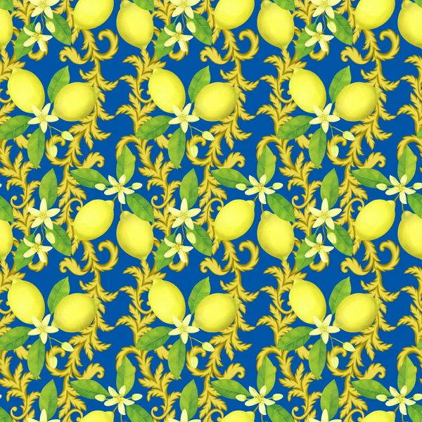 Bezešvý vzor s citrony — Stock fotografie