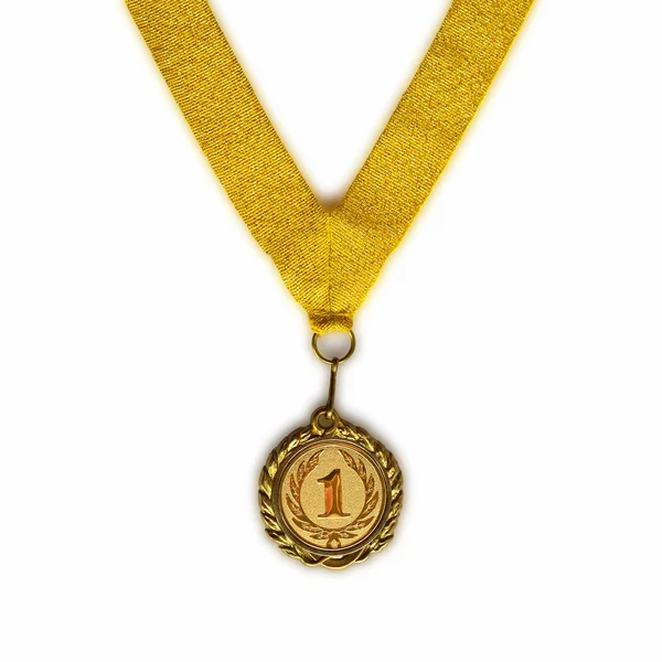 Medalla de oro en cinta de oro — Foto de Stock