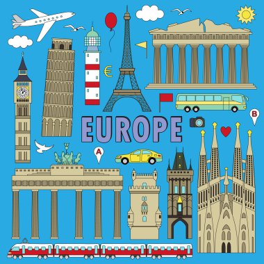 Europe seyahat renk kümesi