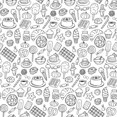 Tatlılar doodle seamless modeli