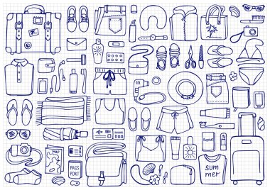 Adam ve kadın seyahat Doodle Set