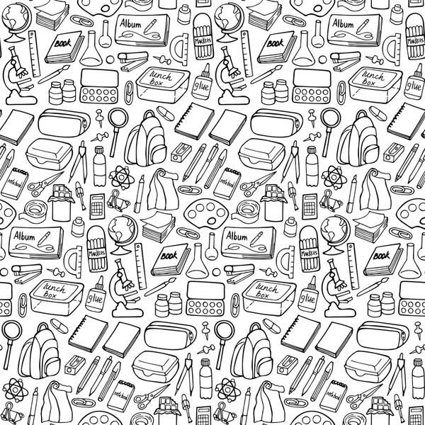 School doodle seamless pattern — Stock Vector