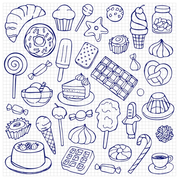 Süßigkeiten-Doodle-Set — Stockvektor