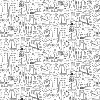 Kimya doodle seamless modeli