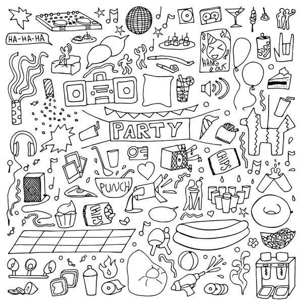 Adult Party Doodle Set — Stock Vector
