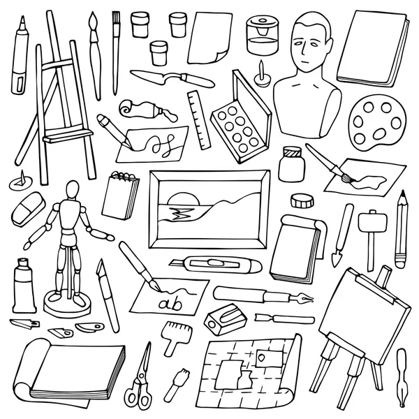 Conjunto com elementos de arte doodle — Vetor de Stock